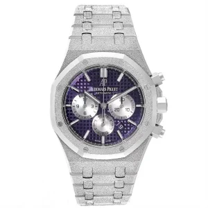 Replica Audemars Piguet Royal Oak Purple Dial White Frosted Gold Clone 26331BC