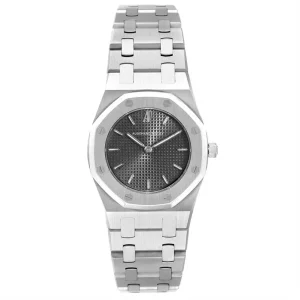 Replica Audemars Piguet Royal Oak Black Dial Steel Ladies Clone 66007ST