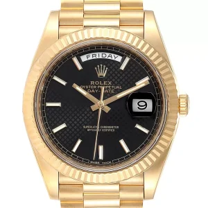 Replica Rolex President Day-Date 40 Black Dial Yellow Gold 228238