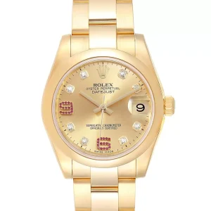Replica Rolex President 31 Midsize Yellow Gold Diamond Ruby Ladies 178248