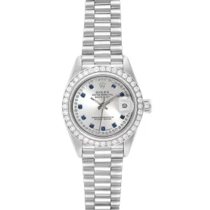 Replica Rolex President Platinum Diamond Sapphire Ladies 69136