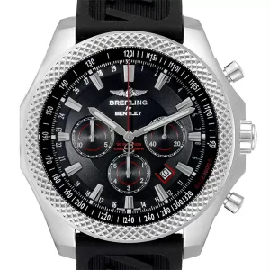 Fake Breitling Bentley Barnato 49mm Black Red Dial Steel Mens Replica Watch A25368