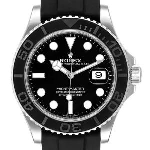 Replica Rolex Yachtmaster 42 White Gold Rubber Strap 226659
