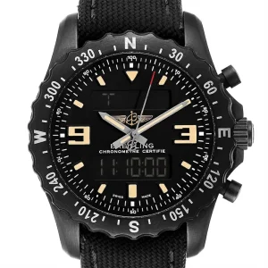 Fake Breitling Chronospace Military GMT Alarm Blacksteel Mens Replica Watch M78366