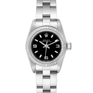 Replica Rolex Oyster Perpetual Black Dial Oyster Bracelet Ladies 67230