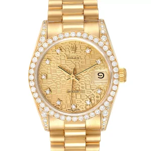 Replica Rolex President Midsize 18K Yellow Gold Diamond Ladies 68158