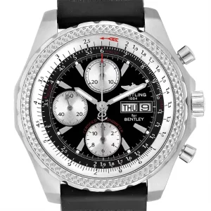 Fake Breitling Bentley GT Black Dial Rubber Strap Steel Mens Replica Watch A13363