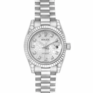 Replica Rolex President Crown Collection White Gold Diamond Ladies 179239