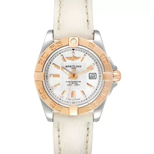Breitling Galactic 32 Steel Rose Gold White Strap Ladies Replica Watches C71356