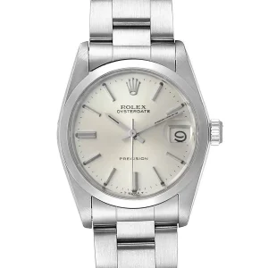 Replica Rolex OysterDate Precision Silver Dial Midsize Steel Vintage 6466