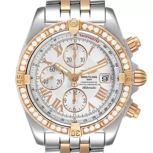 Fake Breitling Chronomat Evolution Steel Rose Gold Diamond Replica Watch C13356