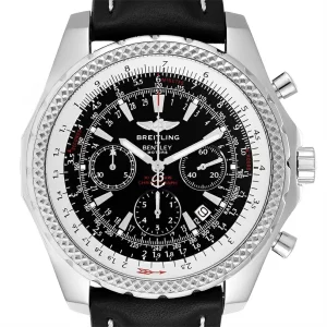 Fake Breitling Bentley Black Dial Chronograph Steel Mens Replica Watch A25362