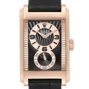 Replica Rolex Cellini Prince 18K Rose Gold Black Dial 5442