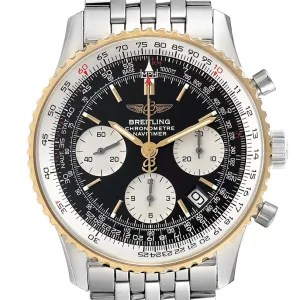 Breitling Navitimer Steel Yellow Gold Black Dial Mens Replica Watches D23322