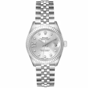 Rolex Datejust 28 Steel White Gold Diamond Dial Ladies Replica 279174
