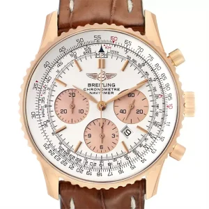 Breitling Navitimer Rose Gold Brown Strap Mens Replica Watches R41380