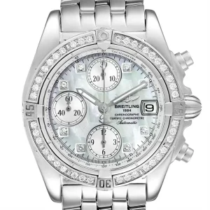 Breitling Windrider Cockpit MOP Diamond Steel Mens Replica Watches A13358