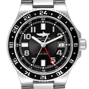 Fake Breitling Aeromarine Superocean GMT Black Dial Mens Replica Watch A32380