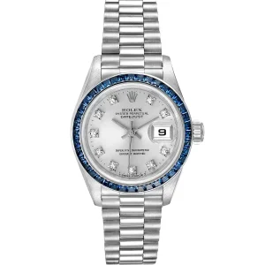 Replica Rolex President White Gold Diamond Sapphire Ladies 69119