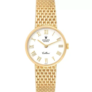 Replica Rolex Cellini Classic 26mm White Dial Yellow Gold Ladies 5041