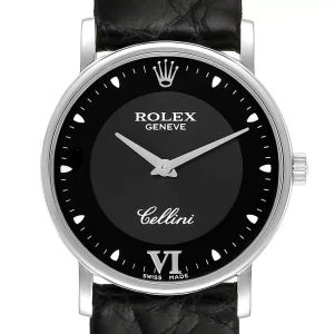 Replica Rolex Cellini Classic 18k White Gold Black Dial Unisex 5115