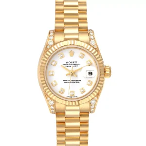 Replica Rolex President 18K Yellow Gold White Diamond Dial 179238