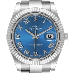 Rolex Datejust 41 Steel White Gold Blue Dial Replica 116334