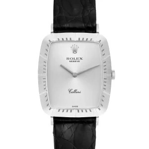 Replica Rolex Cellini 18k White Gold Black Strap Vintage 4087