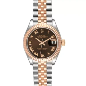 Rolex Datejust 28 Everose Rolesor Brown Dial Ladies Replica 279171