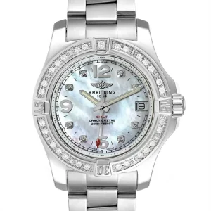 Fake Breitling Colt 36 MOP Diamond Dial Steel Ladies Replica Watch A74389