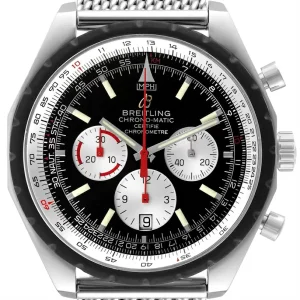 Breitling Navitimer Chronomatic Black Dial Black Stap Mens Replica Watches A14360