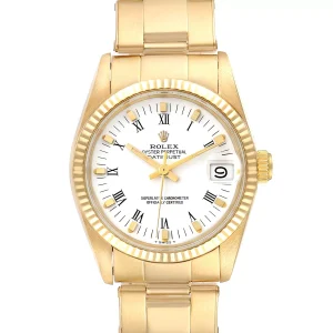 Rolex Datejust Midsize 18k Yellow Gold White Dial Ladies Replica 6827