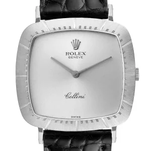 Replica Rolex Cellini 18k White Gold Black Strap Vintage 4048
