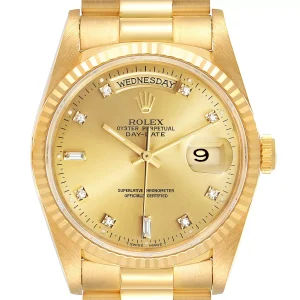 Replica Rolex President Day-Date 36mm Yellow Gold Diamond 18238 2 LINKS ADDED