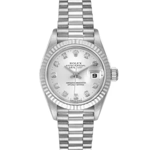 Replica Rolex President 18K White Gold Diamond Ladies 79179
