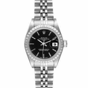Rolex Date Black Dial Jubilee Bracelet Steel Ladies Replica 69240