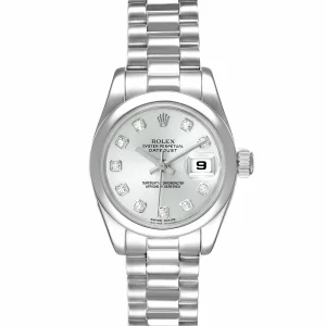 Replica Rolex President Ladies Platinum Silver Diamond Dial Ladies 179166