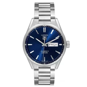 Replica Tag Heuer Carrera Calibre 5 Day Date Blue Dial Steel Mens Watches WAR201E