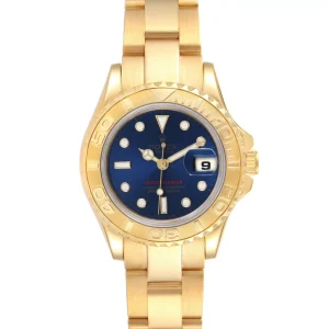Replica Rolex Yachtmaster 29 Yellow Gold Blue Dial Ladies 69628