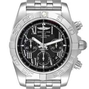 Fake Breitling Chronomat 01 Black Dial Chronograph Steel Mens Replica Watch AB0110