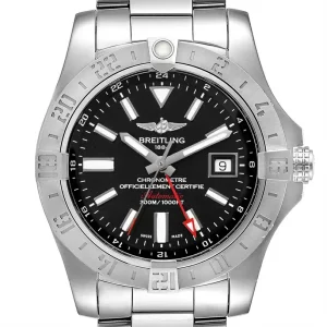 Fake Breitling Aeromarine Avenger II GMT Black Dial Steel Mens Replica Watch A32390