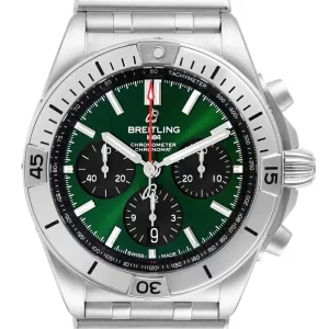 Fake Breitling Chronomat B01 Green Dial Steel Mens Replica Watch AB0134