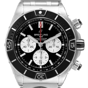 Fake Breitling Chronomat B01 Black Dial Steel Mens Replica Watch AB0136