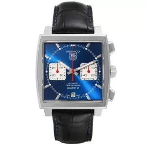 Replica Tag Heuer Monaco Calibre 12 Blue Dial Black Strap Mens Watches CAW2111