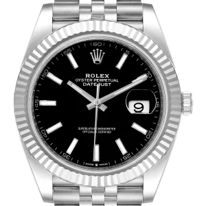 Rolex Datejust 41 Steel White Gold Black Dial Replica 126334