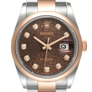 Rolex Datejust 36 Steel EveRose Gold Diamond Replica 126201