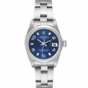 Rolex Date 26 Blue Dial Domed Bezel Steel Ladies Replica 79160