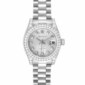 Replica Rolex President Datejust 18k White Gold Diamond Ladies 179159