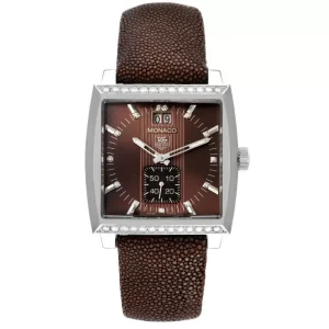 Replica Tag Heuer Monaco Brown Dial Diamond Mens Watches WAW1316