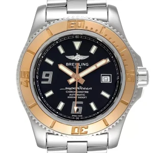 Breitling Superocean 44 Steel Rose Gold Black Dial Mens Replica Watches C17391